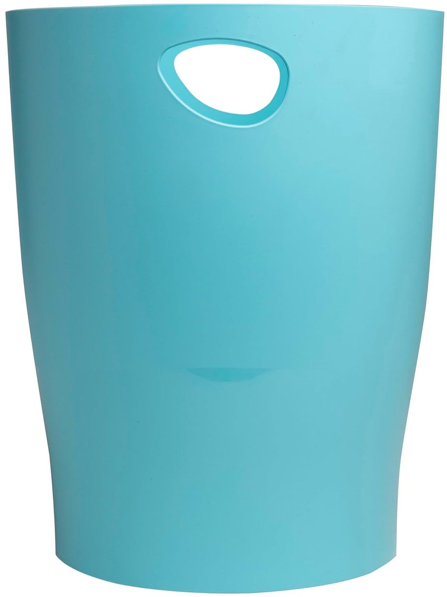 Prullenbak met handgrepen, 15 liter, 26,3 x 26,3 x 33,5 cm, mat ijsblauw