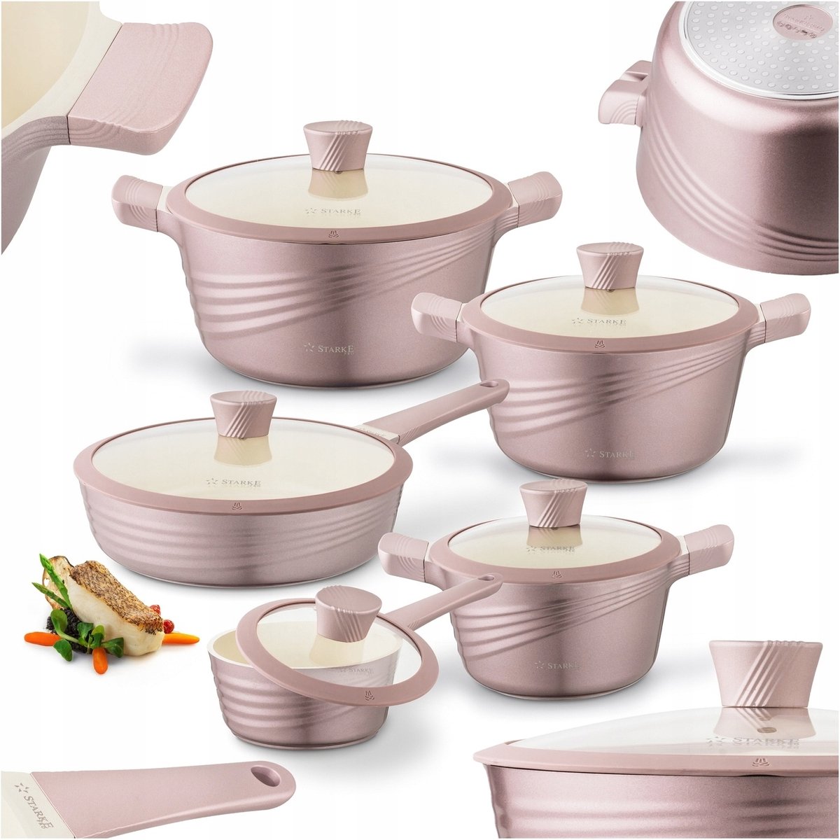 Starke Pro Naturale Rose Gold Pannenset 10-delig - Inductie Geschikt