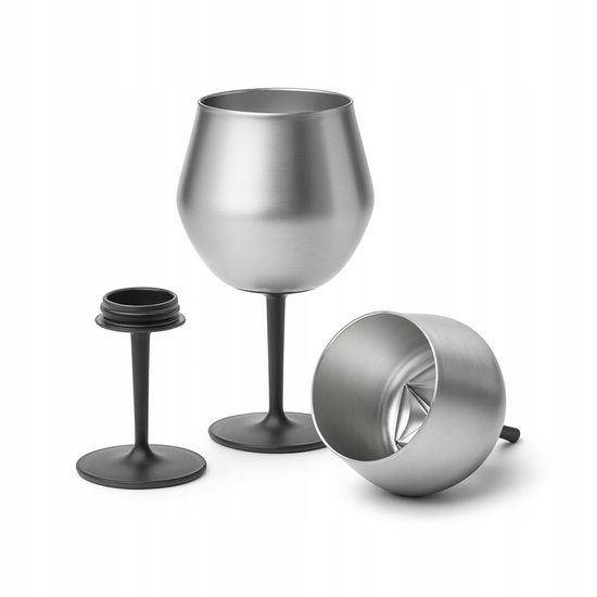 3-in-1 Roestvrij Staal Mok: Glas, Mok & Wijnglas met Afschroefbare Voet — afbeelding 3