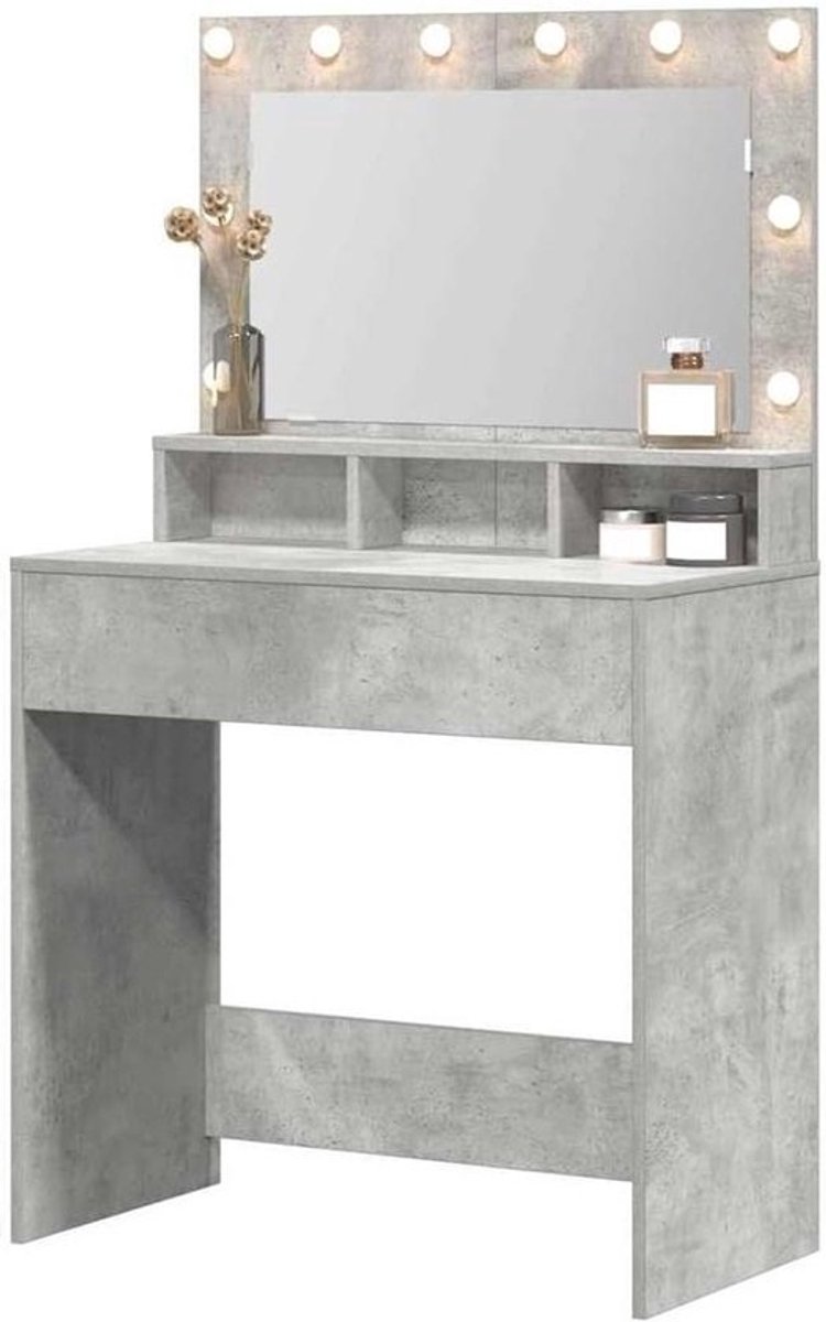 Kaptafel met LED Verlichting - Make-up Tafel Kapmeubel - Make-up Aanbrengen - Ingebouwde Spiegelverlichting