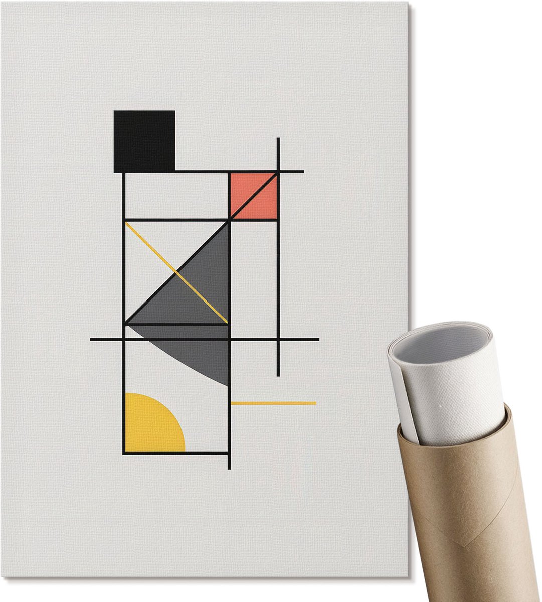 Coloray Polycanvas Wandposter - Mensen Op Straat, Rood - A3 - Wit Wanddecoratie - Rechthoek - Wandkunstwerk - Slaapkamer - Klassiek