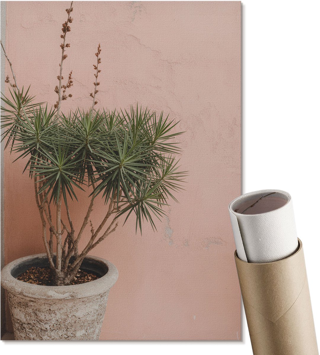 Coloray Polycanvas Wandposter - Een Bloem Uit De Toekomst, Illustratie - A3 - Roze Wanddecoratie - Rechthoek - Wandkunstwerk - Woonkamer, Slaapkamer, Kantoor - Modern