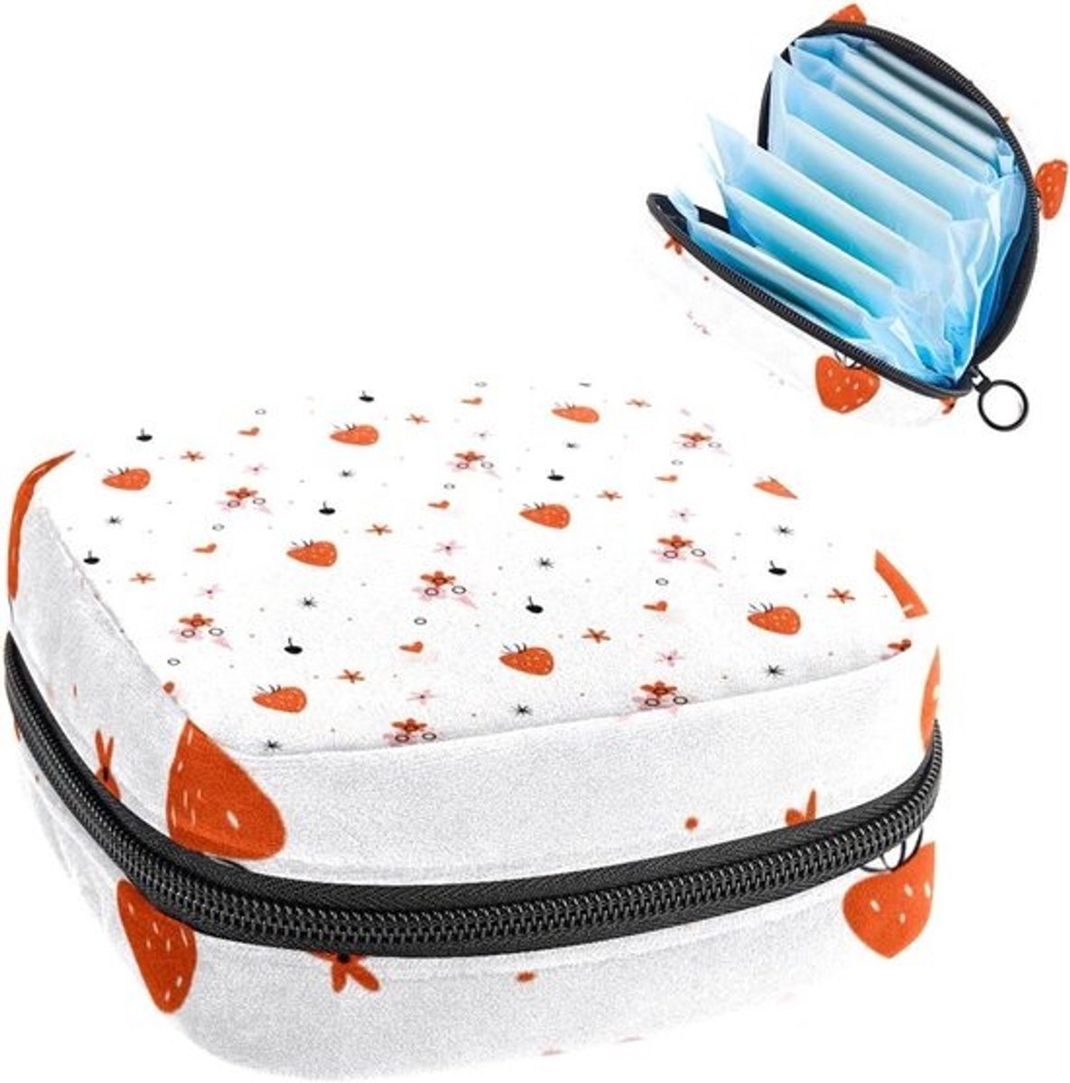 Menstruatiezakjes - Tampon tasje - Hygiënisch opbergen - Gemaakt van flocking stof - 12x17x17 cm