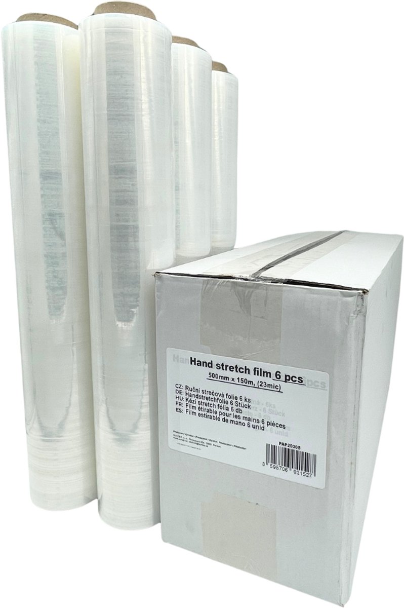 Surtep handstretchfolie 500 mm x 150 m (23 mic), 6 rollen