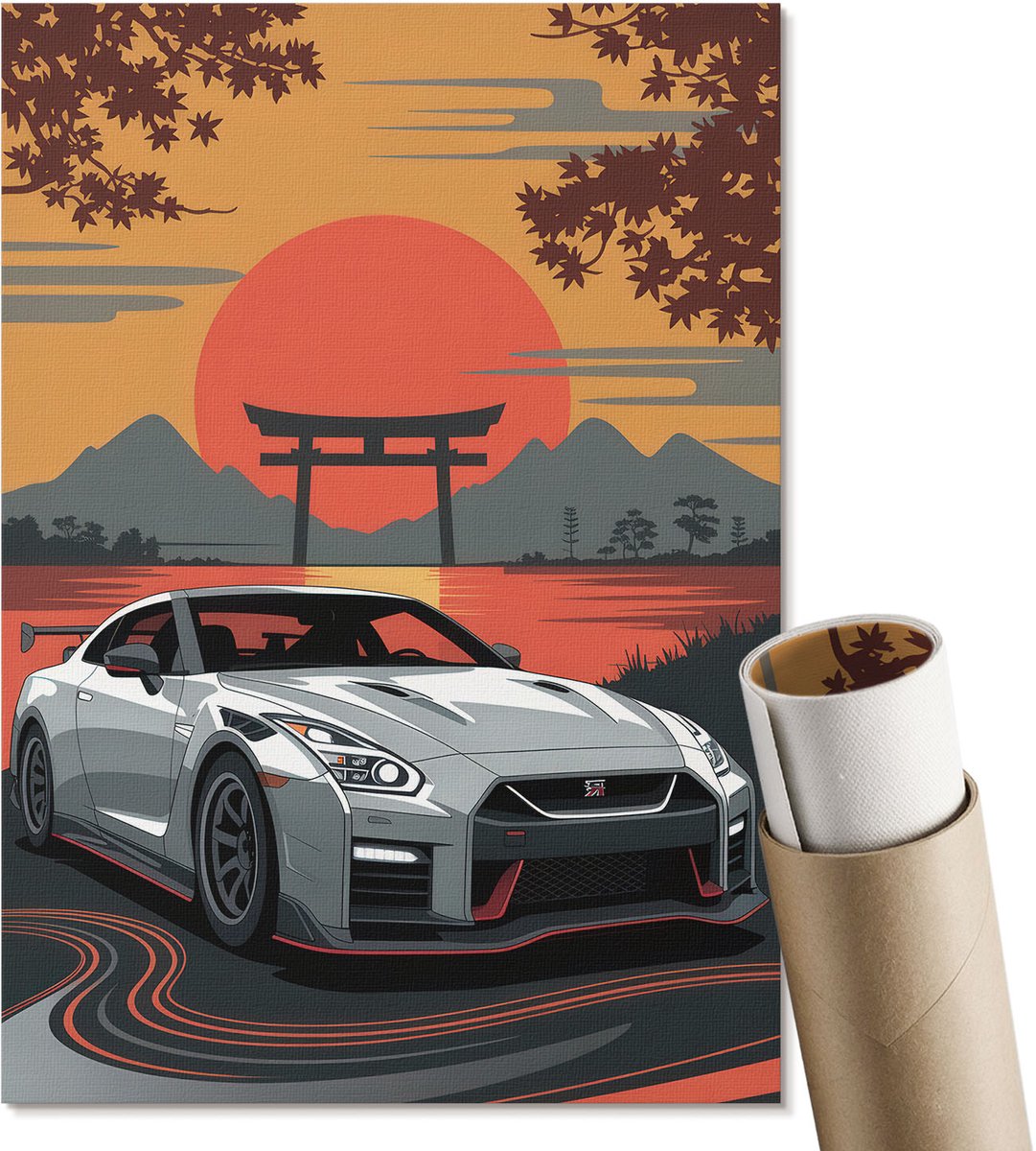 Coloray Polycanvas Wandposter - Zwart-Wit Lichaam, Zwart-wit - A2 - Wit Wanddecoratie - Rechthoek - Canvasposter - Slaapkamer - Klassiek