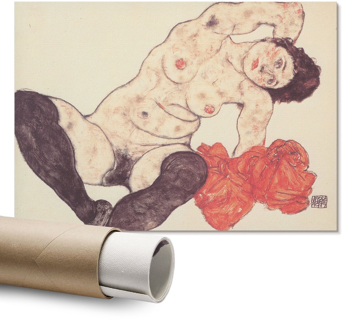 Coloray Polycanvas Wandposter – Vrouwelijk Naakt, Beige – A1 – Wit Wanddecoratie – Rechthoek – Muurdecoratie – Slaapkamer – Japanse