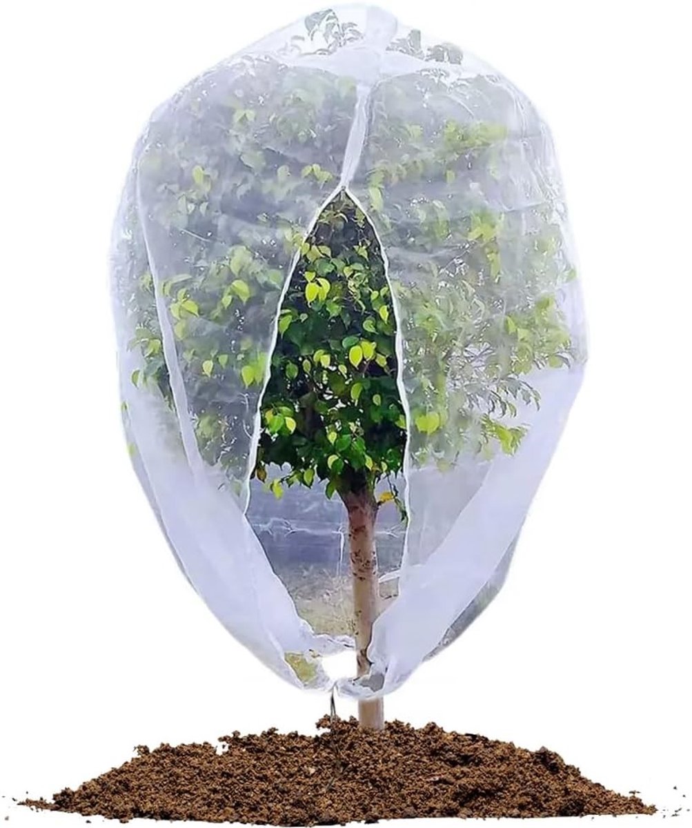 Beschermnet voor fruitbomen met rits en trekkoord, 2 m x 2,44 m, ademend en scheurvast, insectenwerend net voor planten en bomen