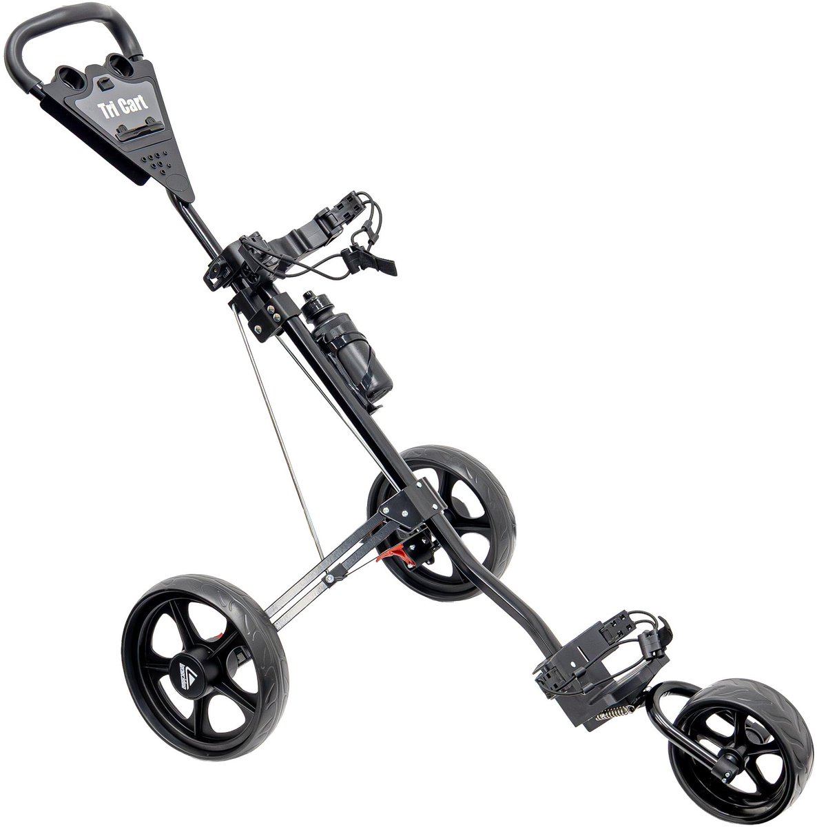 Golftrolley 3-Wiel – Verstelbaar Handvat – Lekvrije 11 Inch Wielen – Licht Duwsysteem – Zwart