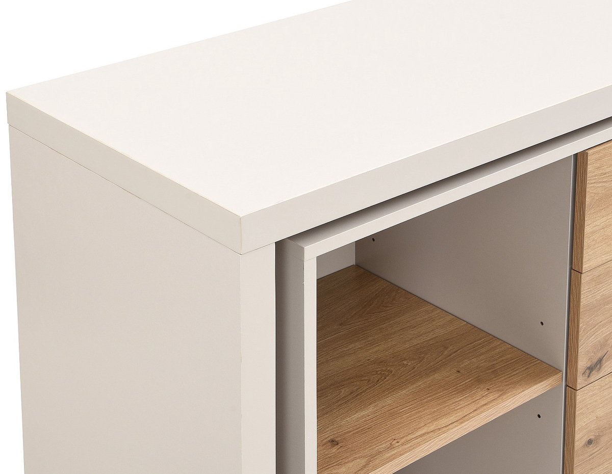 Vente-unique Uittrekbaar bureau met 360° draaibaar blad - MDF - Beige en naturel PAVELO