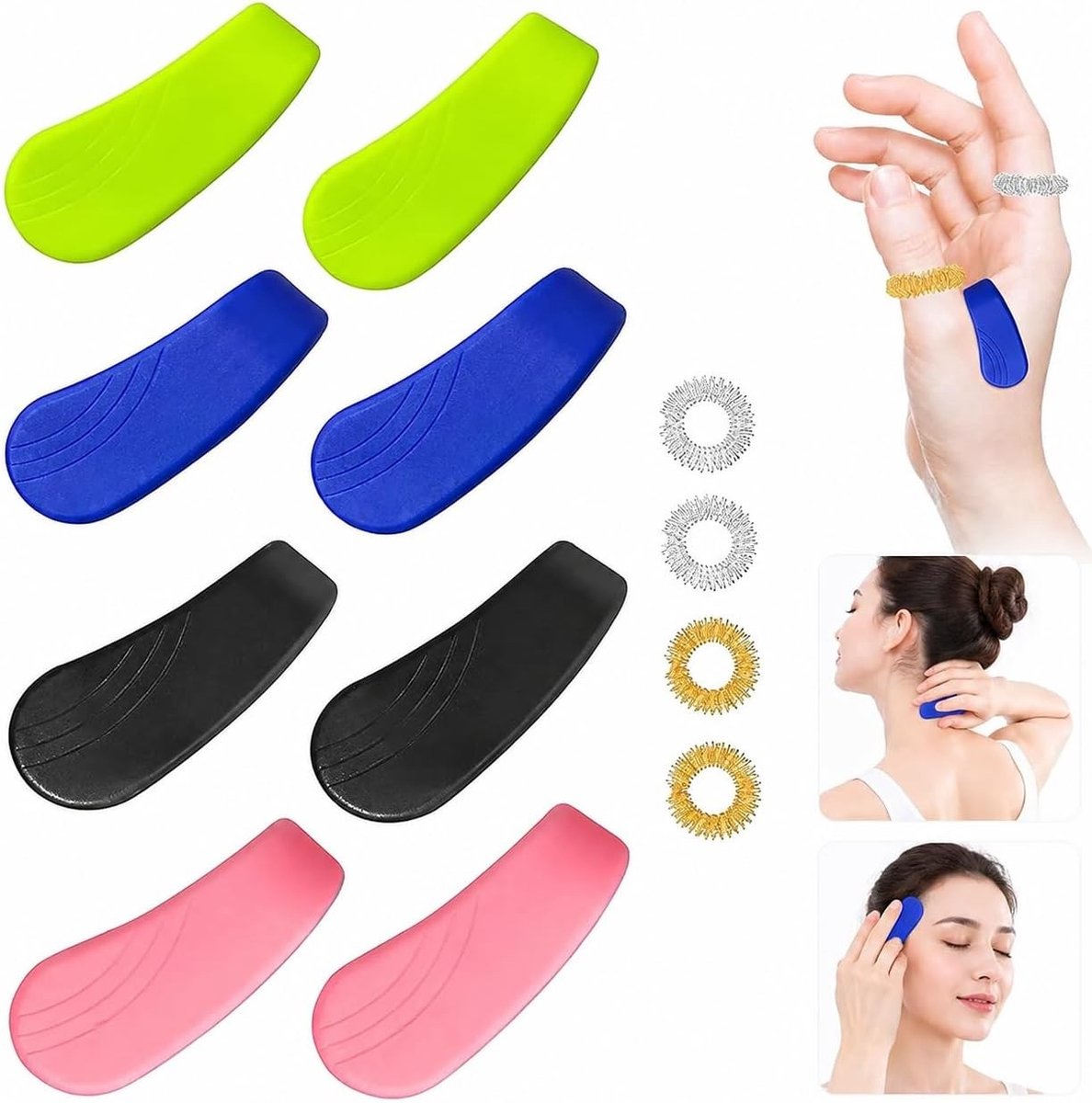 12 Stuks Acupressuur Clips voor Migraine en Stressverlichting, Handige Massage Clips voor Ontspanning en Spanning, Effectieve Tension Headache Oplossing