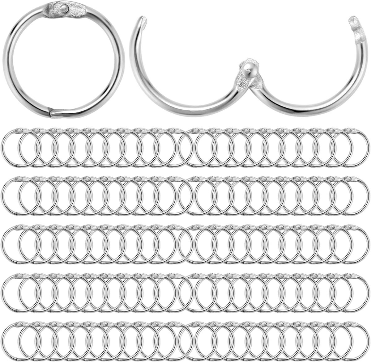 100 Stuks Ringbinders van 25 mm, Metalen Sleutelhangers voor Documenten, Fotoalbums en Notitieboeken