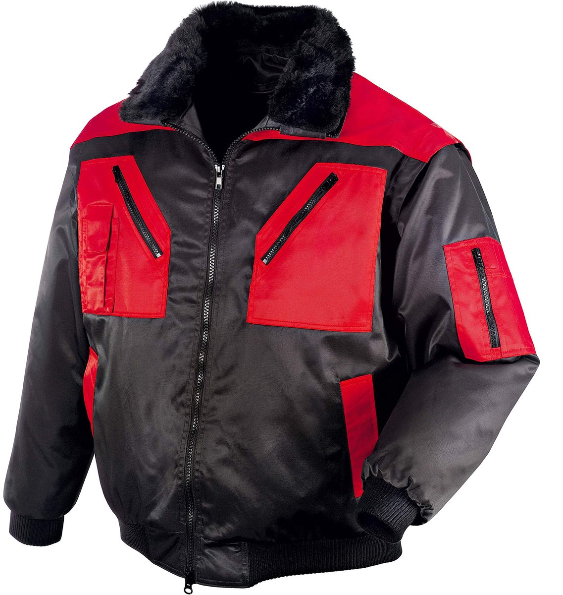 texxor Heren pilotenjack Oslo werkjas met afneembare mouwen zwart rood L, rood/zwart, L EU - ShopVlot