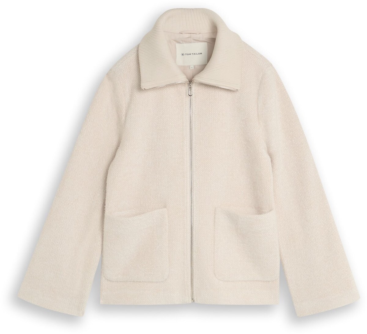 Tom Tailor - Gezellig jasje met zakken - Maat XL - cold beige structure