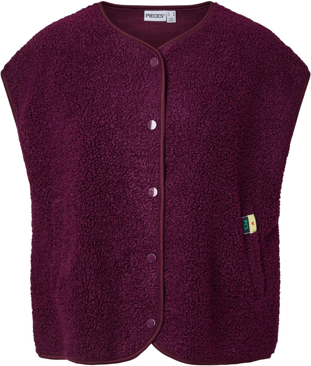 Pieces Gilet Pckatty Teddy Vest Noos Bc 17162344 Pickled Beet Dames Maat - XS