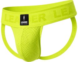 LEADER Sports Mesh Jockstrap Yellow - MAAT XXL - Heren Ondergoed - Jockstrap voor Man - Mannen Jock