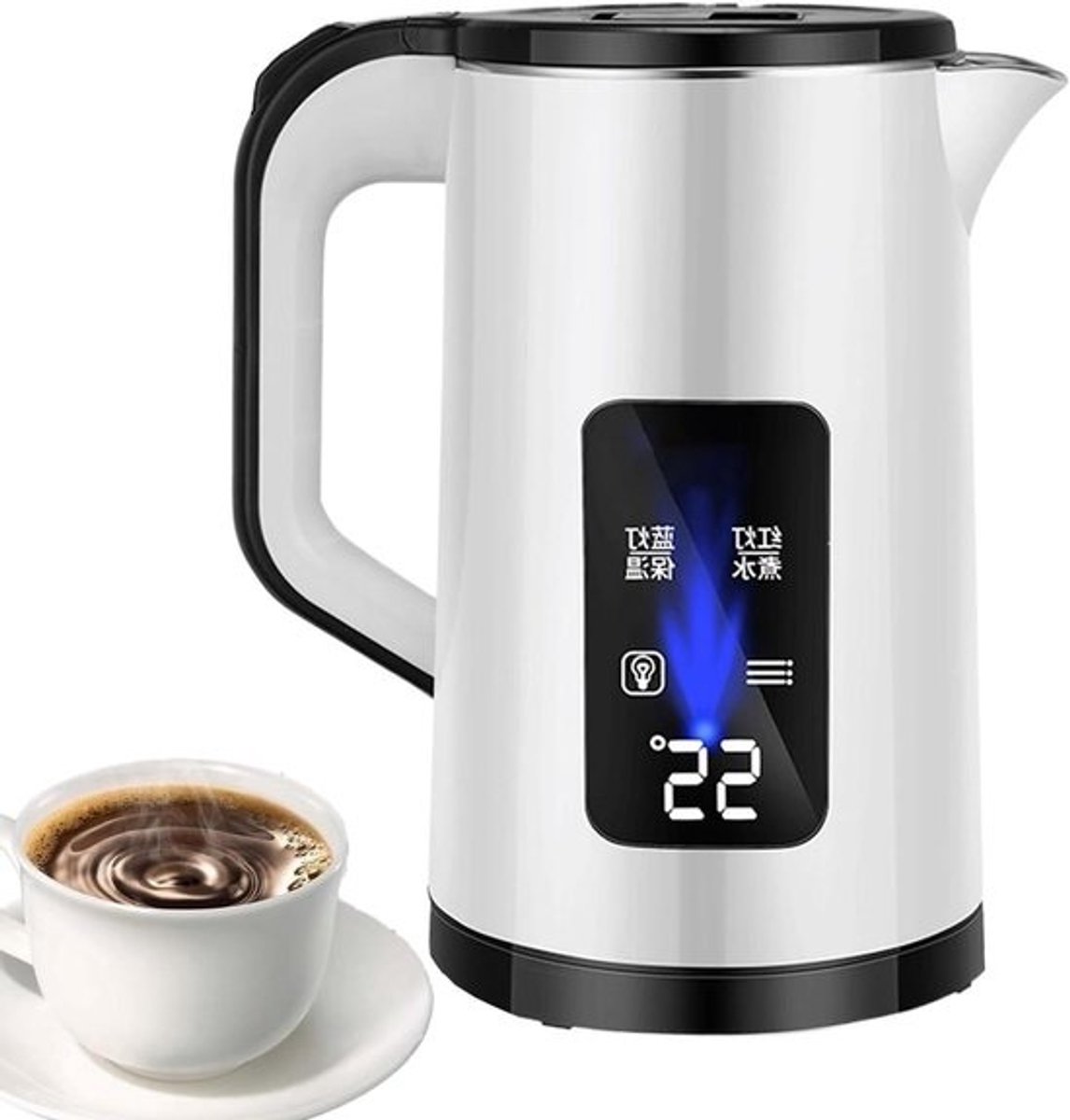 Elektrische Waterkoker - Snelkoker RVS - Warm Water Maken - Met Warmhoudfunctie - 3 Liter - Wit