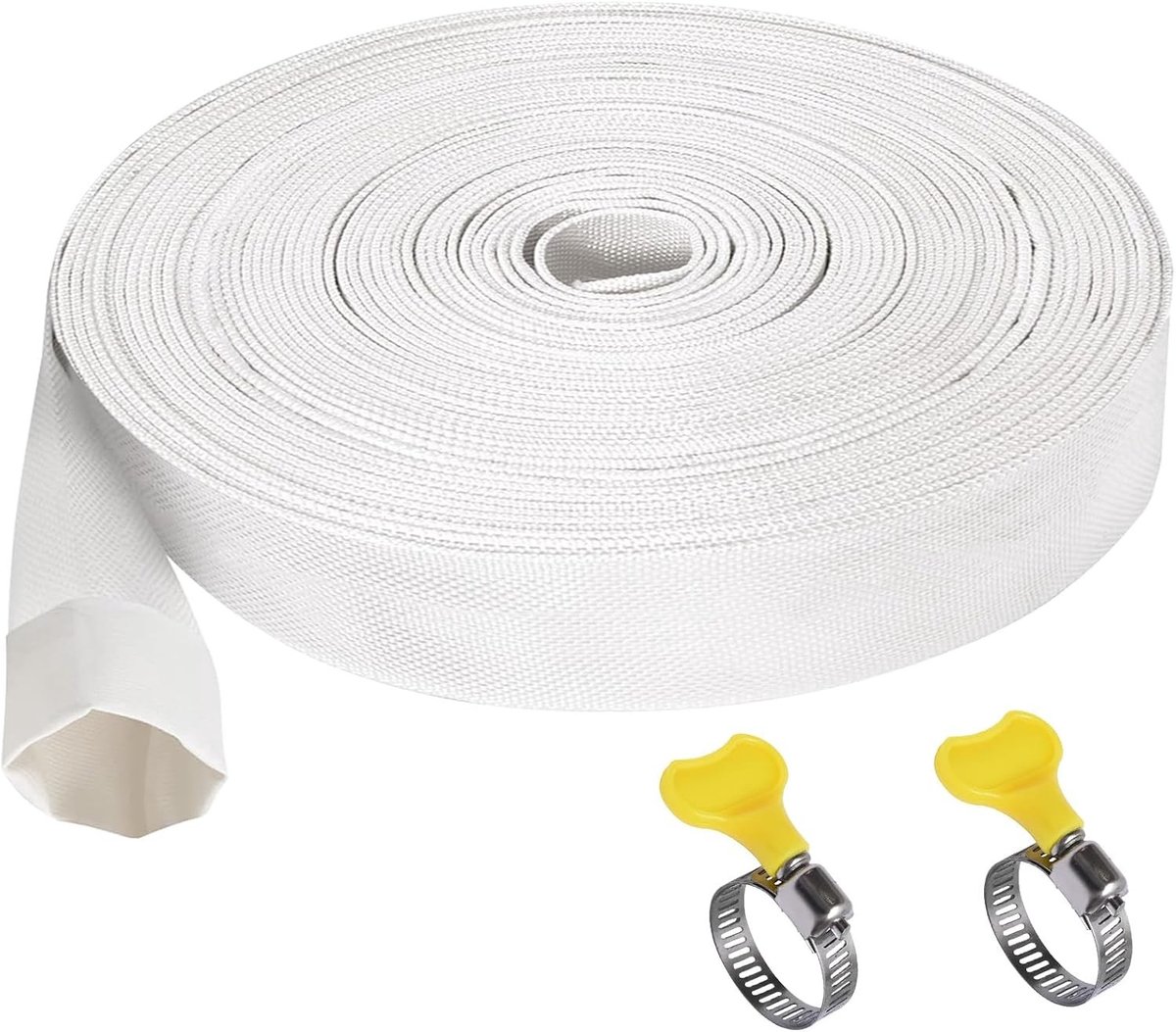 1 Inch Platte Tuinslang 10m - Industrieel Slangenset met RVS Slangklem voor Dompelpompen en Vuilwaterpompen - Duurzaam en Flexibel Gebruik