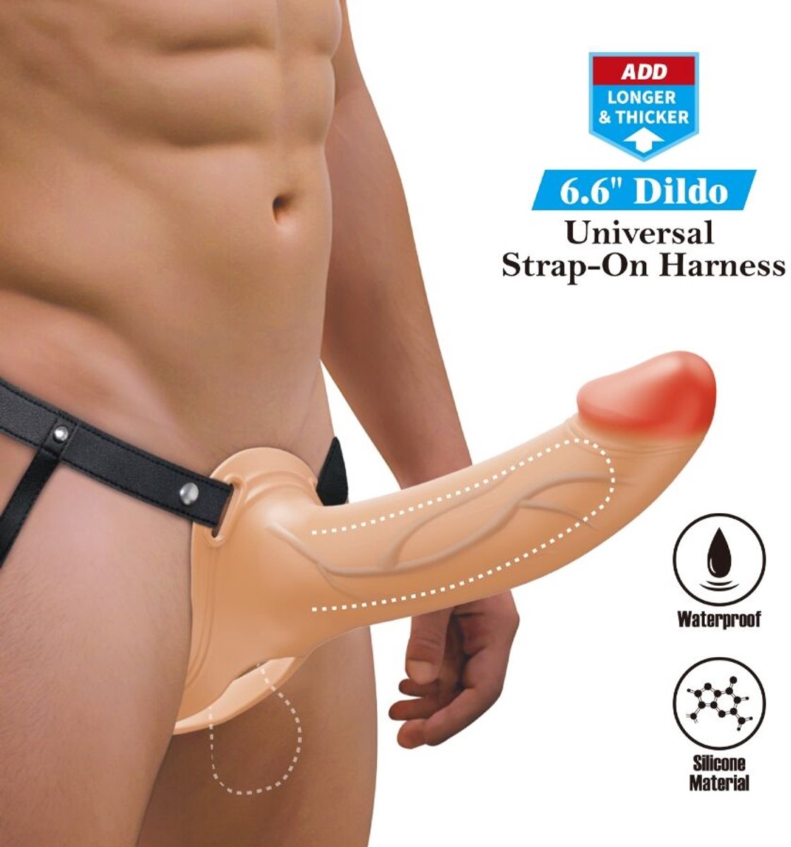 PRETTYLOVE London Universal Strapon Harness With Hollow Dildo 6.6