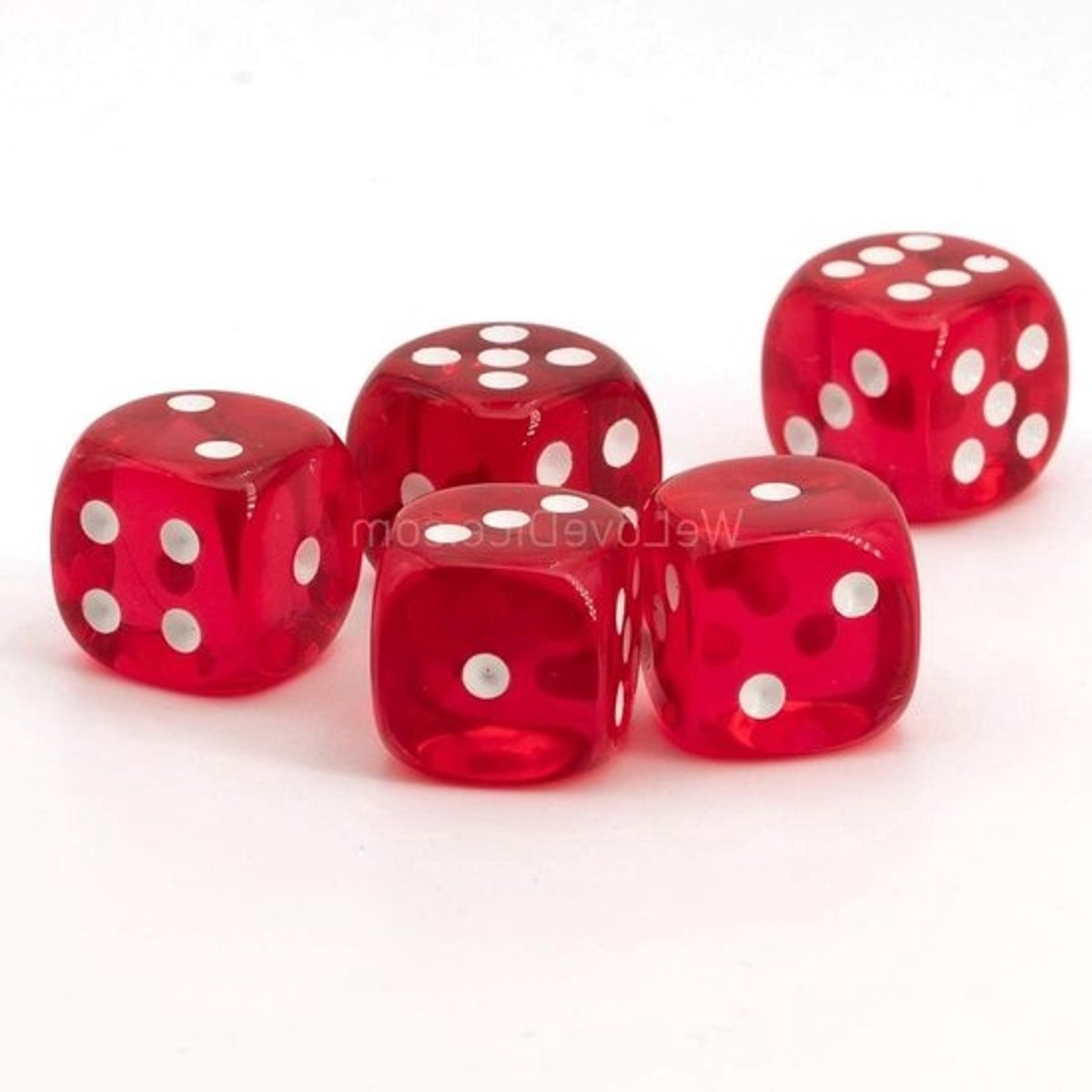 Dobbelstenen Kubus - Spel Accessoires - Bordspellen Spelen - Gemaakt in Duitsland - 16 mm - Fuchsia Transparant Wit
