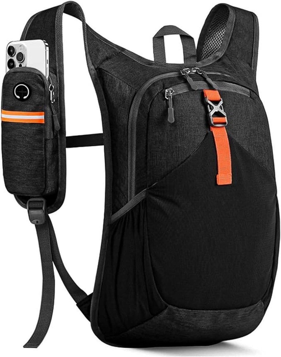 PolkaHome Wandelrugzak 15 liter - Opvouwbare lichte dagrugzak voor outdoor, kamperen en reizen - Zwart
