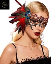 Royal Temptation – Masque de Déguisement de Luxe avec Plumes de Paon, Strass & Détails de Chaîne | Soirée à thème | Déguisements | Mascarade | Carnaval | Halloween | Gala | Taille unique | Osez vous déshabiller