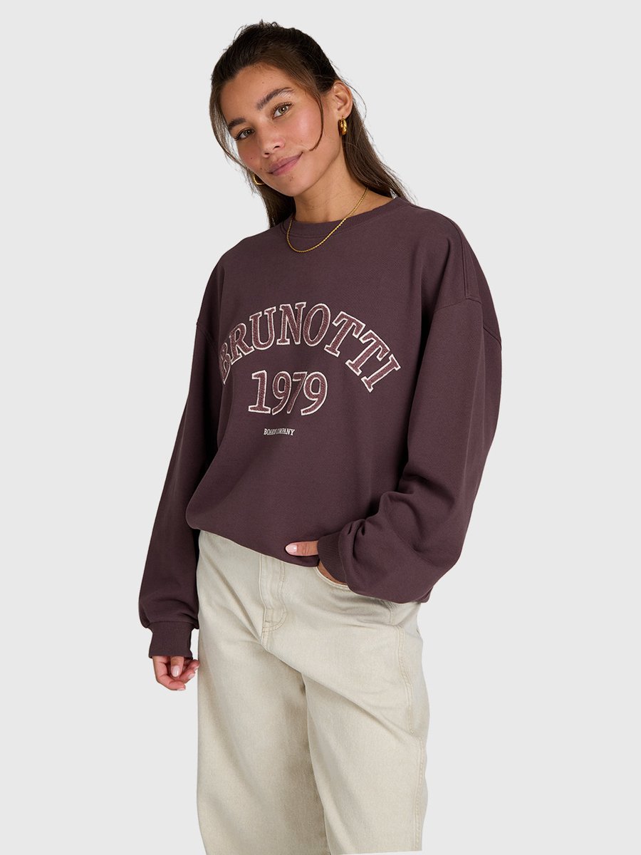 Brunotti Tamea Sweater Dames – Trui Crewneck Loose fit Rib Details S Raisin