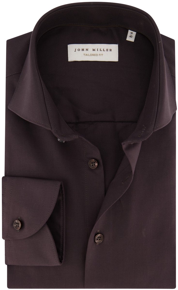 Overhemd John Miller aubergine strijkvrij