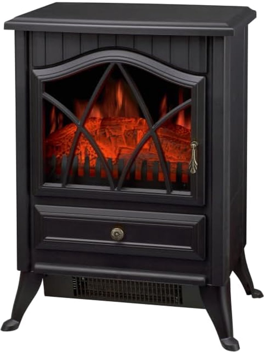 Vrijstaande Elektrische Sfeerhaard - 3 Panoramische Ramen - Multicolor LED Vlameffect - 900W / 1800W Kachel met Thermostaat - Zwarte Elektrische Open Haard voor Woonkamer & Slaapkamer