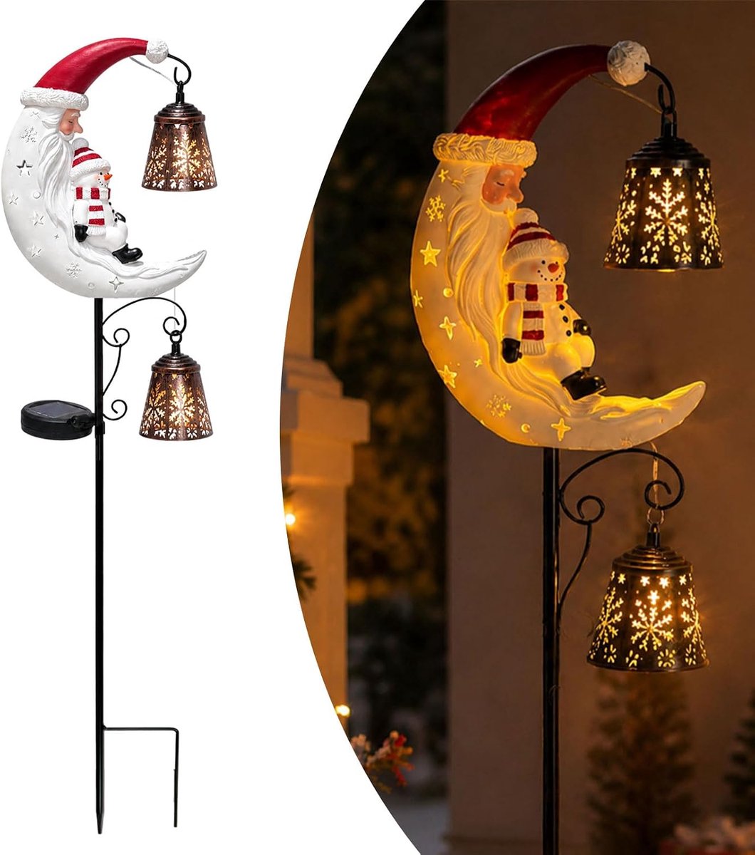 Kerstmis - kerstmis decoratie - zonnelampen voor buiten - voor balkon Kerstmis warm wit - zonnelampen buiten - kerst decoraties - kerst decoraties buiten verlicht - kerstverlichting buiten