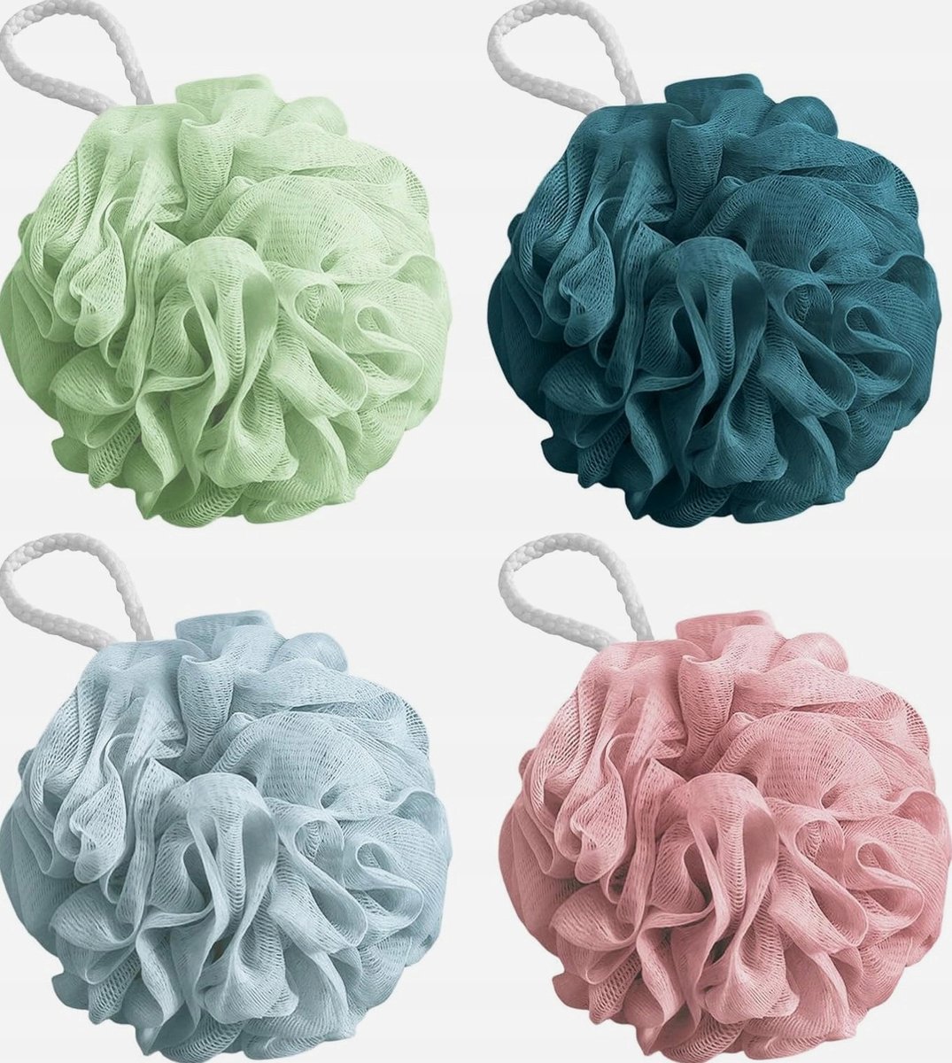 4x Douche Pufjes Zachte Scrubsponsjes voor Lichaamshygiëne
