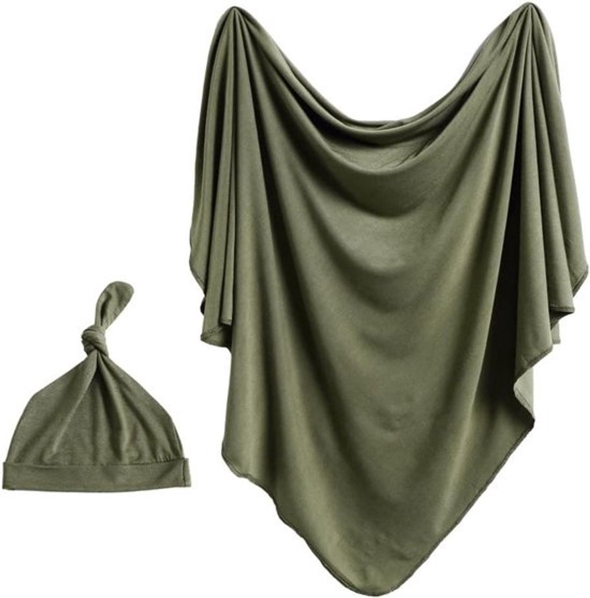 Baby Inbakerdeken Set - Wikkeldoek Pasgeboren - Rustige Slaap - Zonder Ritsen of Klittenband - 85 x 85 cm - Olijfgroen