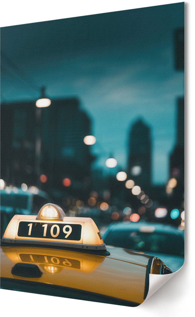 Coloray Polycanvas Wandposter - Taxi 'S Nachts, Fotografie - 594 x 840 - Marine Wandposter - Rechthoek - Canvasposter - Woonkamer - Modern
