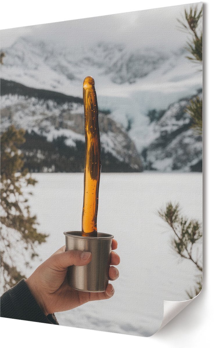 Coloray Polycanvas Wandposter - Winterlandschap, Fotografie - 594 x 840 - Bruin Motief - Rechthoek - Wandkunstwerk - Slaapkamer - Modern
