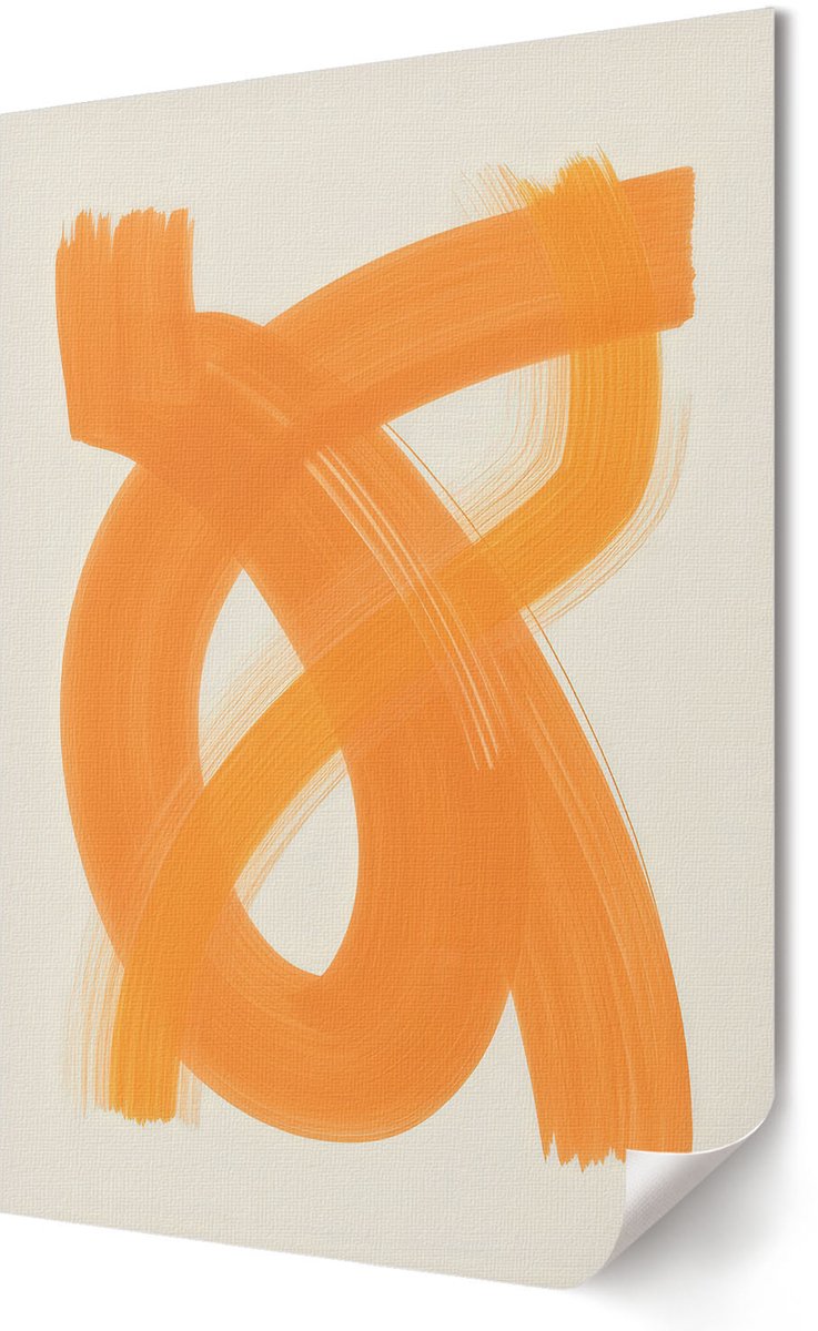 Coloray Polycanvas Poster - Oranje Strepen, Schilderen - 420 x 594 - Oranje Design - Rechthoek - Wandkunst - Woonkamer, Slaapkamer, Kantoor - Expressief