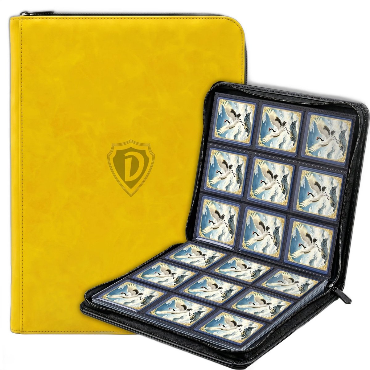 Currero Toploader Binder - Verzamelmap Kaarten - Geschikt voor Pokemon - 4 Pocket - 9 Pocket - 12 Pocket - Trading Card Map - Toploadermap - Geel - 288 Kaarten