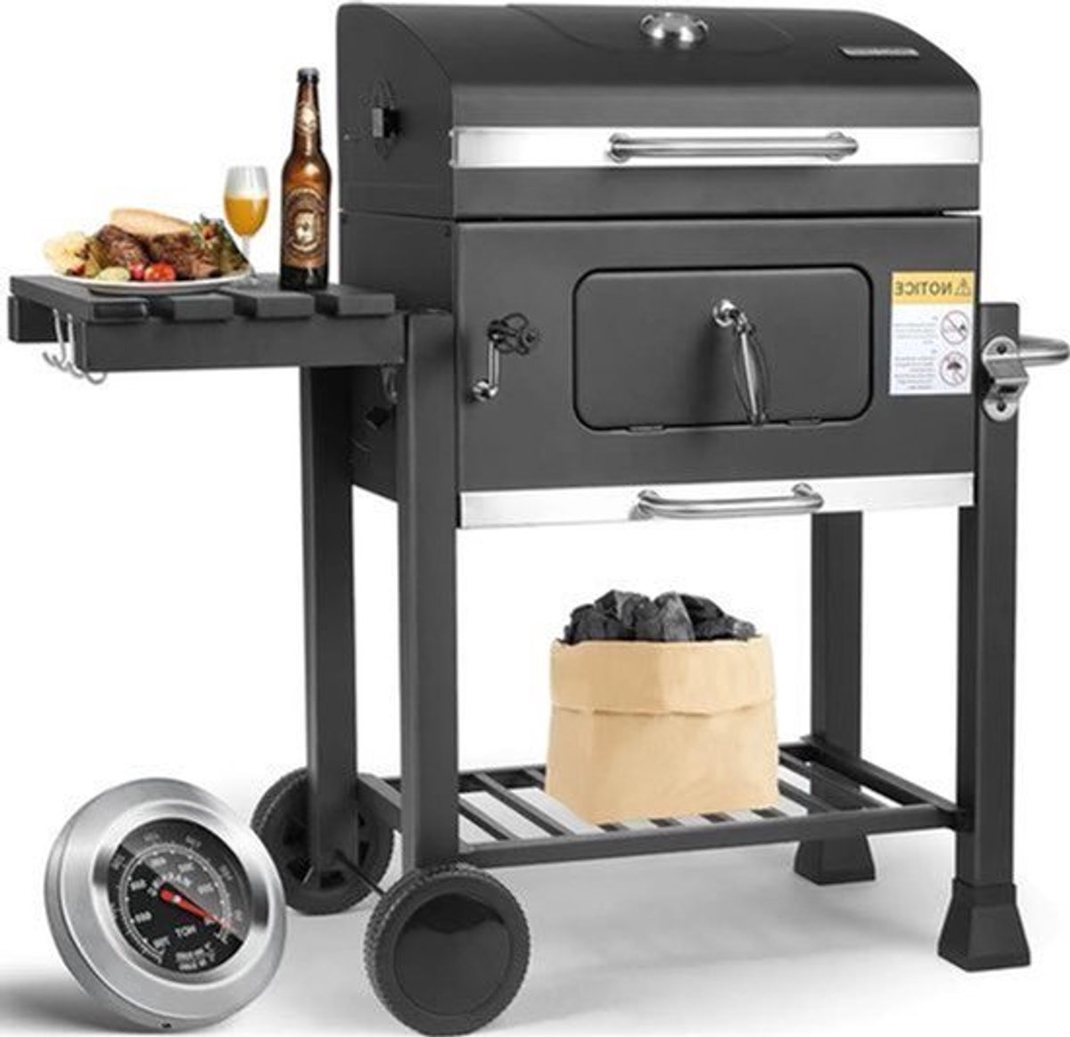 BBQ - BBQ Houtskool - Smoker - Luxe - Verticale - Barbecue - Grote BBQ Grill - op Wielen - voor 5-10 Personen met Deksel en Opbergruimte – Ideaal voor Tuin & Camping