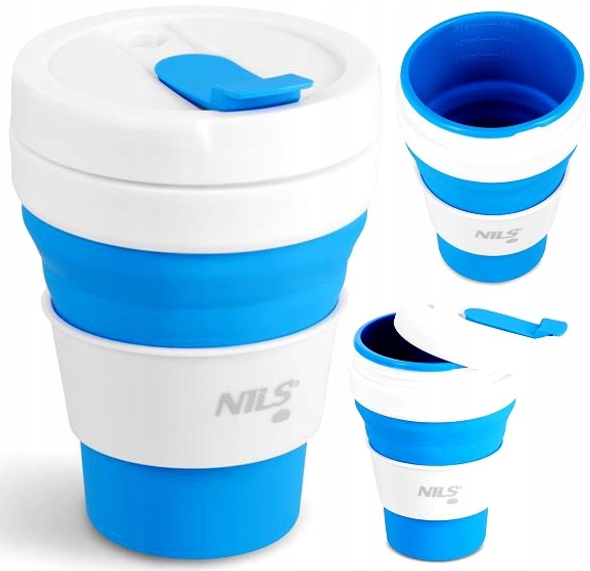 Nils Camp Opvouwbare Silicoen Reisbeker Blauw 475ml