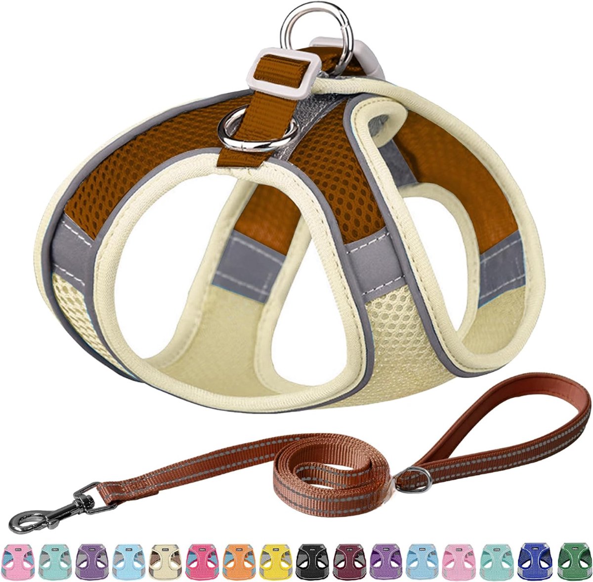 NIVA® Hondentuig - Hondenharnas - Hondentuigje - Beige - 18cm x 17cm x 5cm