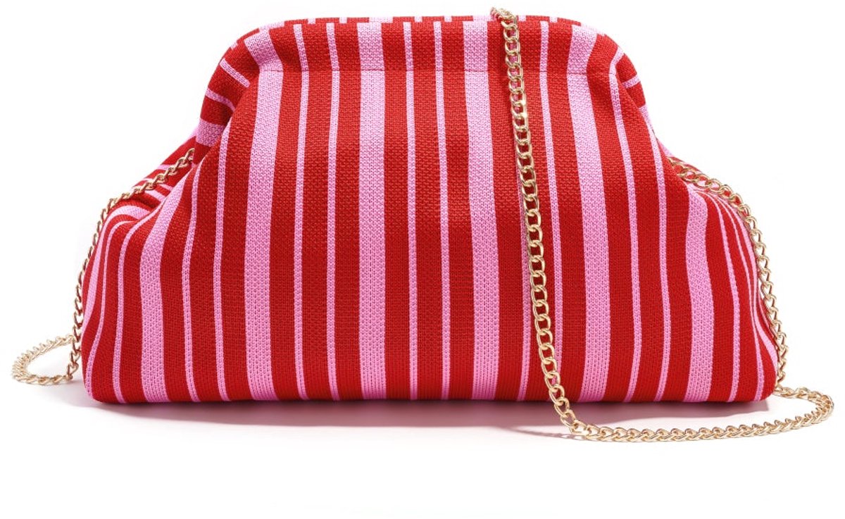 Tess - Crossbodytas met Strepen - Polyester - - Rood/Zwart