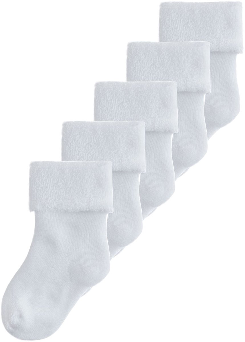Next - Pasgeboren unisex - Set van 5 paar badstof babysokken met omslag - Wit