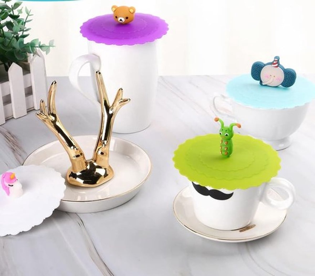 Siliconen drinkglazen deksels - Herbruikbare deksels - 10 cm - Antivuil - Perfect voor glazen en mokken - Ideaal voor yoghurt en koffie