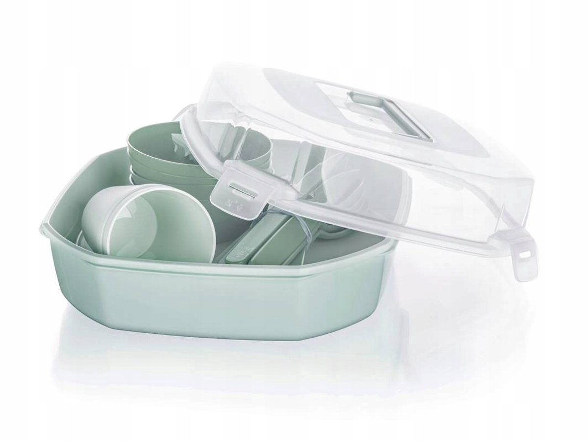 Kampeer- en picknickset voor 4 personen, 26-delig, mintgroen