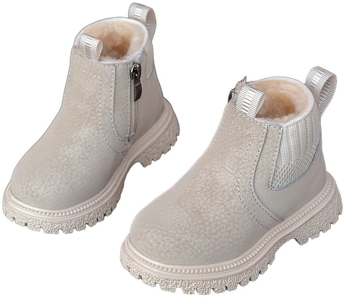 Currero Snowboots Jongens Sneeuwlaarzen Kinderen Winterlaarzen Jongens Gevoerde Winterschoenen Waterdicht Antislip Zool Warm Gevoerd Kinderlaarzen Beige