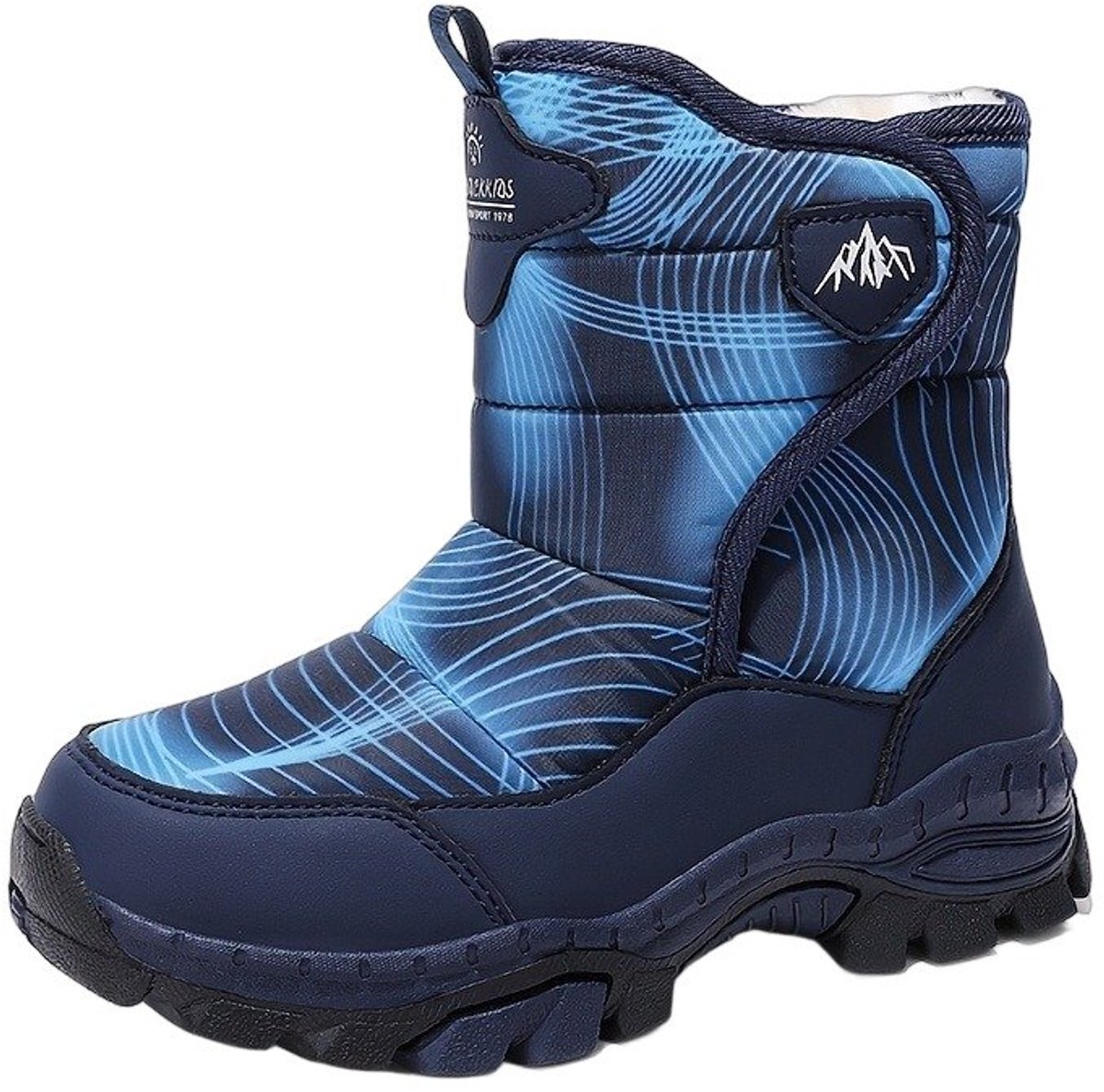 Currero Snowboots Jongens Sneeuwlaarzen Kinderen Winterlaarzen Jongens Gevoerde Winterschoenen Waterdicht Antislip Zool Warm Gevoerd Kinderlaarzen Blauw