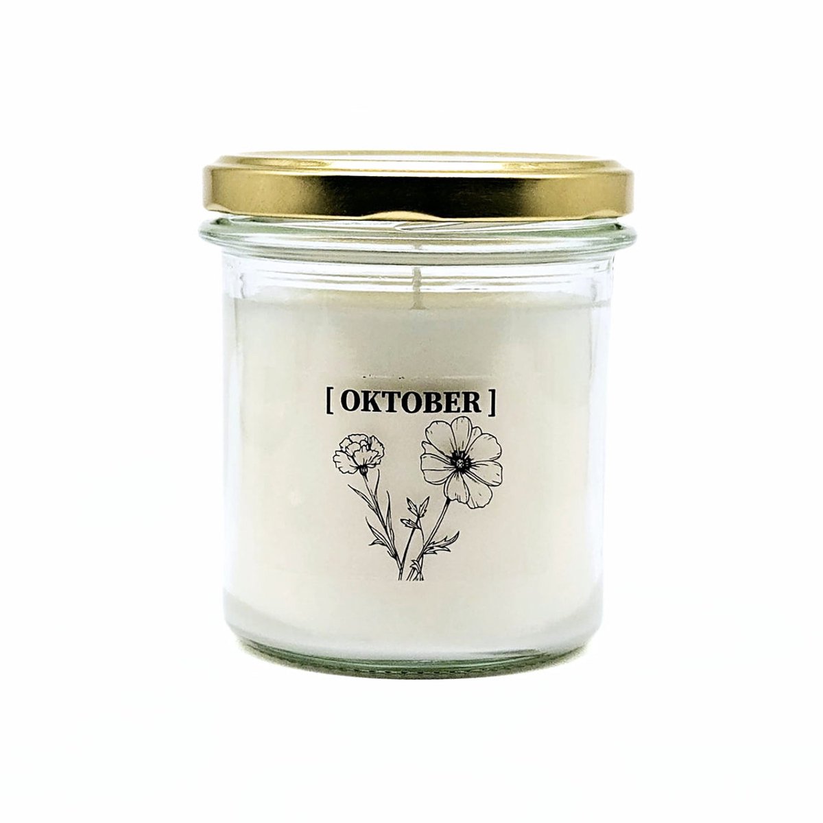 Candlelight-on - geurkaars met geboortebloem en geboortedatum - 24 oktober - o.b.v. sojawas en etherische oliën