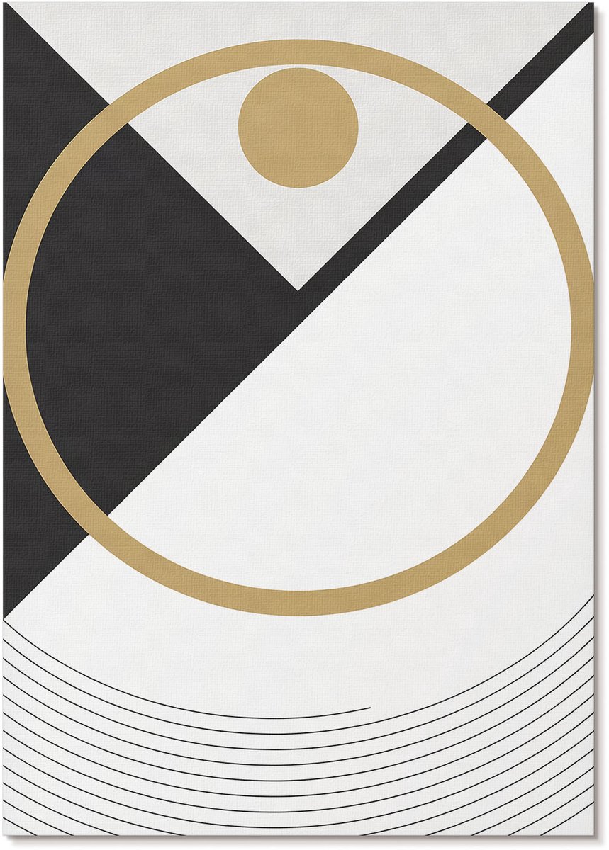 Tulup Canvas Poster Polycanvas - Geometrische Compositie, Illustratie - A4 - Zwart Decoratie - Rechthoek - Decoratieve poster - Woonkamer, Slaapkamer, Kantoor - Art deco