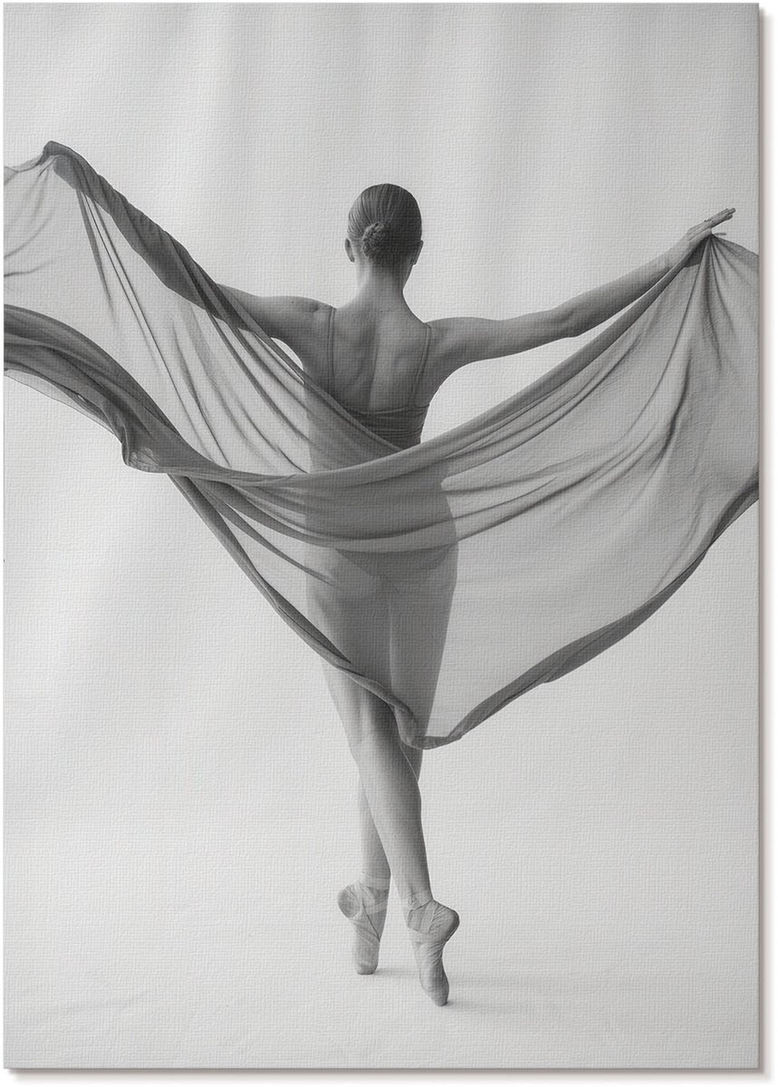 Tulup Polycanvas Poster - Ballet Schoonheid, Fotografie - A4 - Zwart-wit Wanddecoratie - Rechthoek - Muurdecoratie - Woonkamer, Slaapkamer, Kantoor - Klassiek