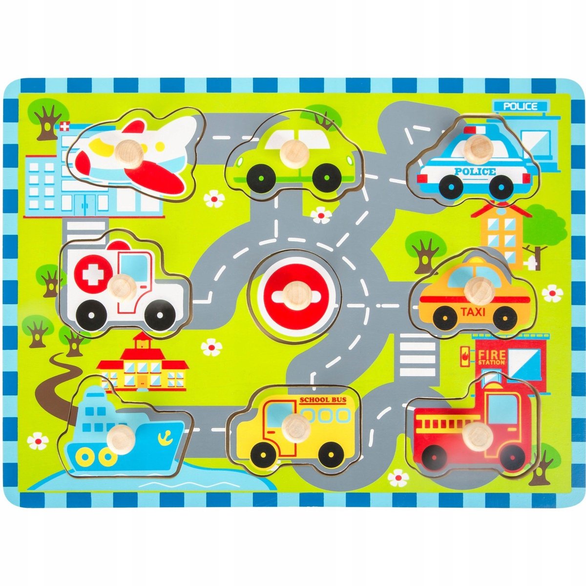 Small Foot Houten Puzzel Voertuigen op de Weg