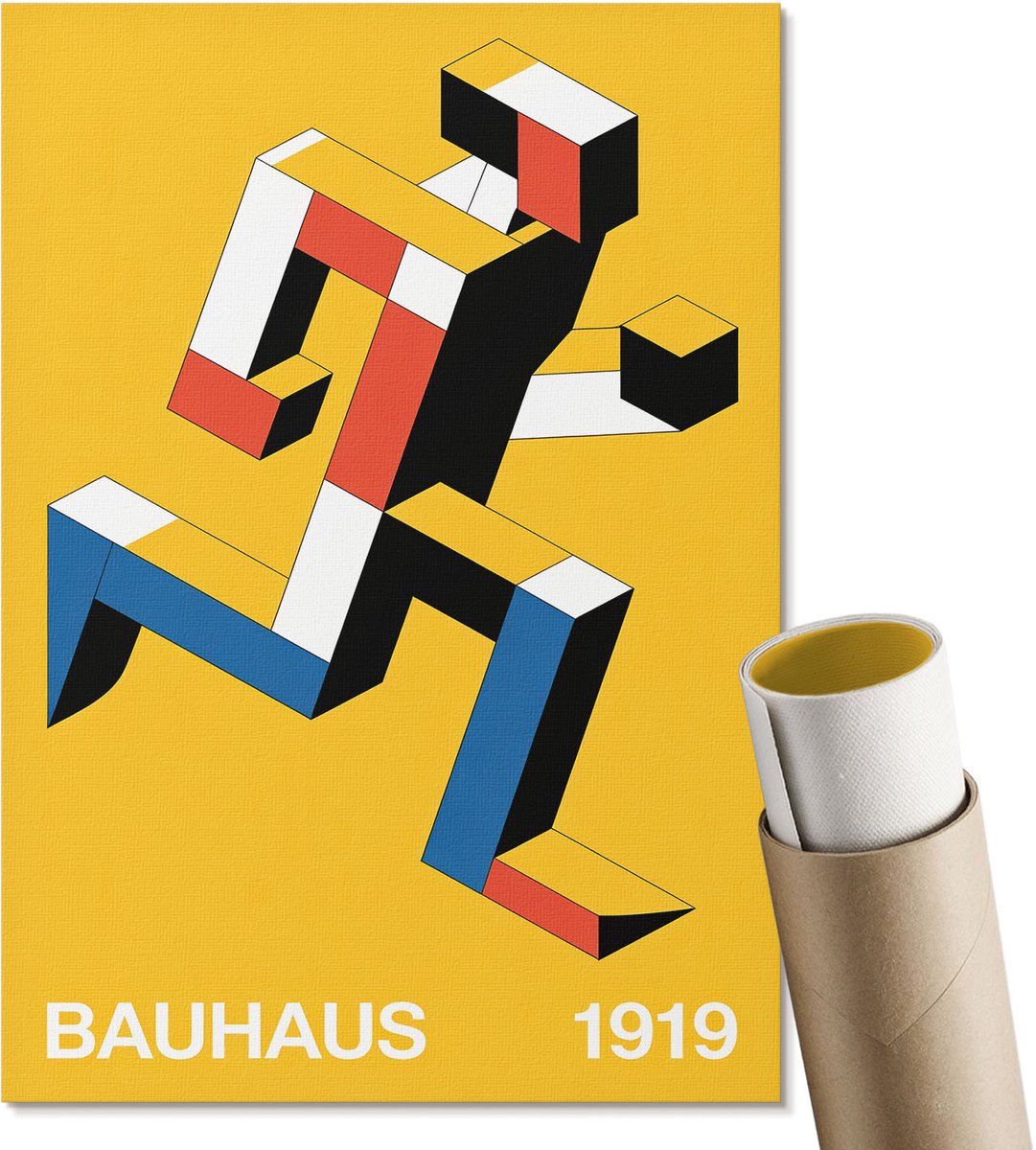 Coloray Canvas Poster Polycanvas - Bauhaus-Ontwerp, Illustratie - A4 - Geel Poster - Rechthoek - Kunstposter - Woonkamer, Slaapkamer, Kantoor - Modern