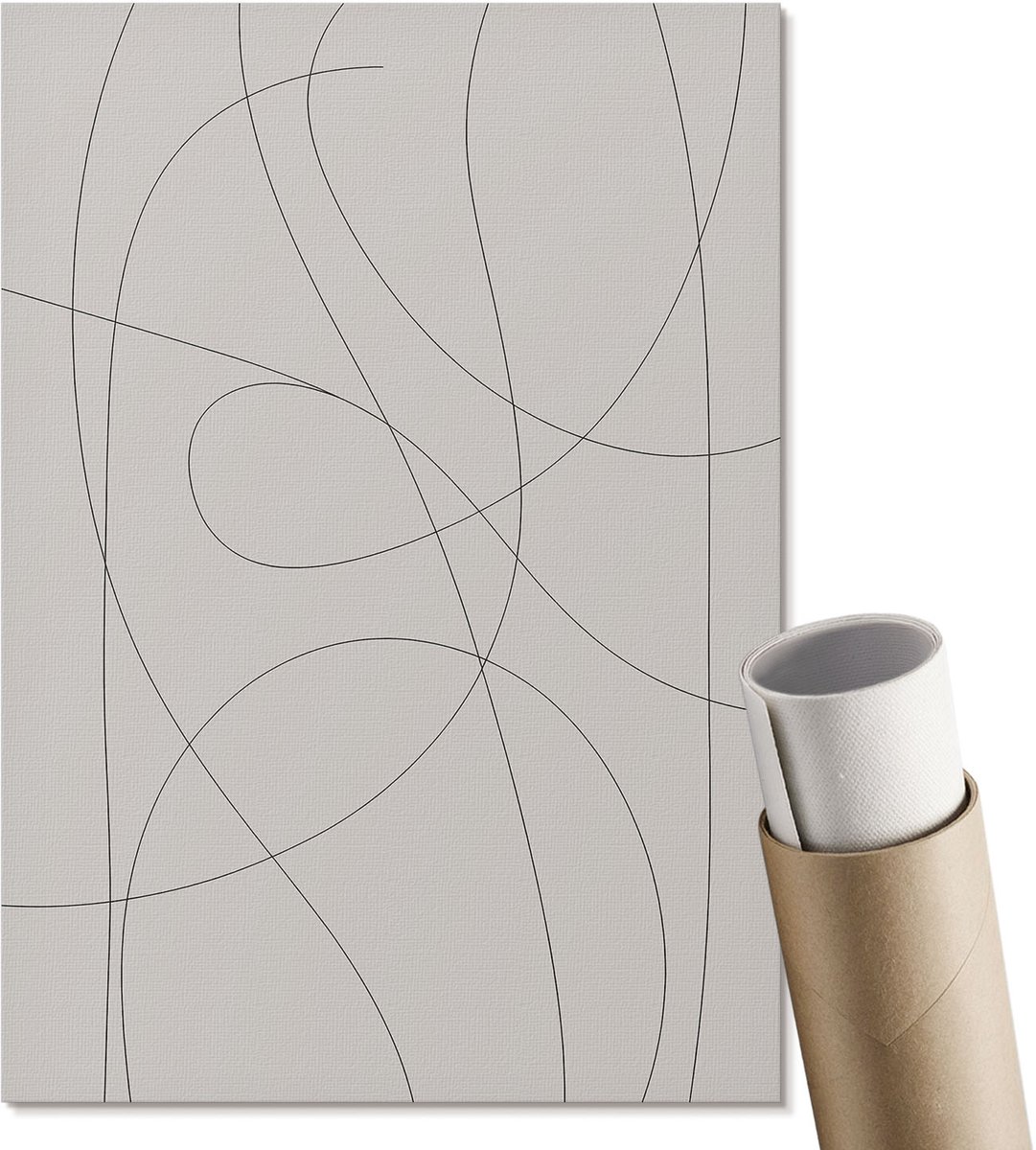Coloray Polycanvas Wandposter - Subtiele Lijnen, Lijntekening - A4 - Wit Wanddecoratie - Rechthoek - Wandkunstwerk - Woonkamer, Slaapkamer, Kantoor - Minimalist
